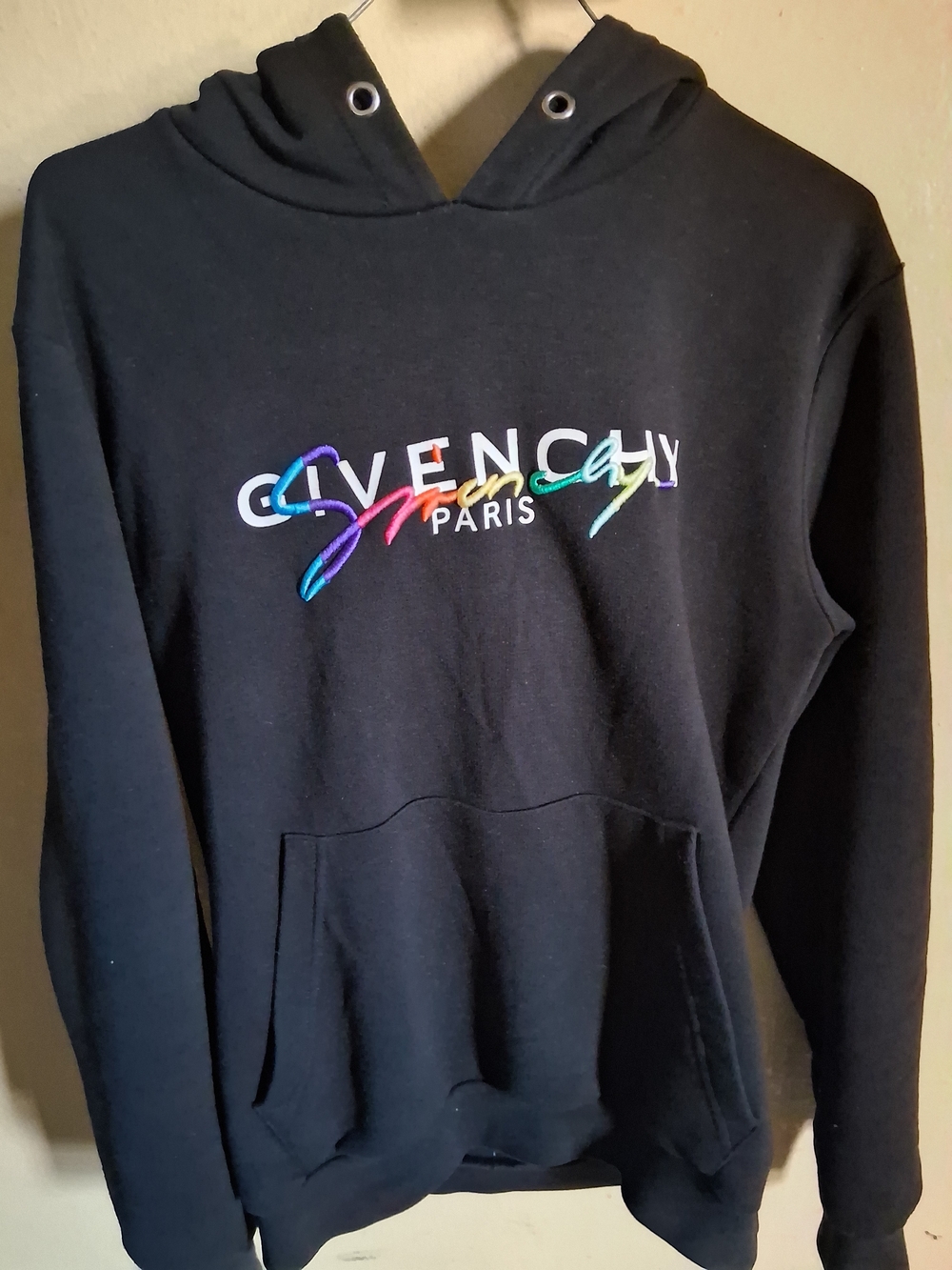 Givenchy Black Hoodie with Multicolor Script Logo